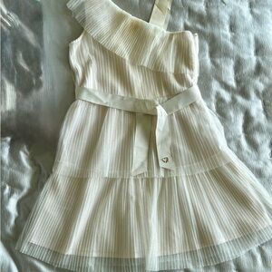 Mayoral Cream Pleated One-Shoulder Dress